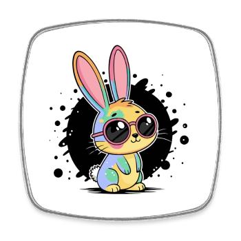 Rainbow Bunny Pastel Glasses - Square fridge magnet - white - Front