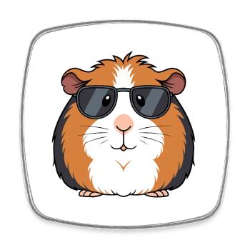 Meerschweinchen-Chic-Sonnenbrillen - Viereckiger Kühlschrankmagnet - Weiß - Vorne