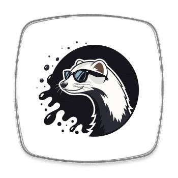Ferret Urban Chic Schwarze Brille - Viereckiger Kühlschrankmagnet - Weiß - Vorne
