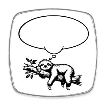 Faultier_chillend_mit_Denkblase - Square fridge magnet - white - Front