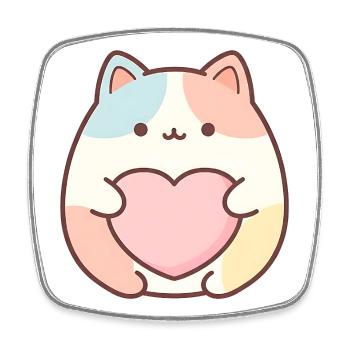 Kawaii Katze Herz Motiv Süßes Cat Design - Viereckiger Kühlschrankmagnet - Weiß - Vorne