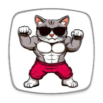 Fitness Cats - Square fridge magnet - white - Front