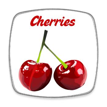 Cherries Retro Print - Square fridge magnet - white - Front