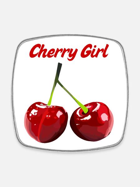 Kirsche Girl Fruchtmotiv - Viereckiger Kühlschrankmagnet - Weiß