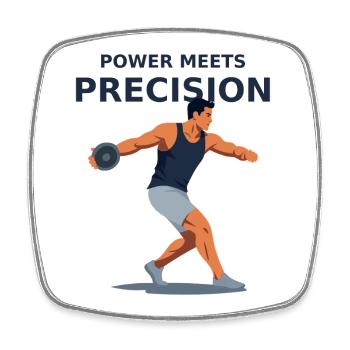 Power meets precision - discus throw - Square fridge magnet - white - Front
