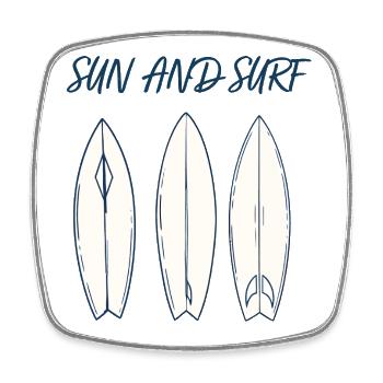 Sun and Surf Vintage Surfboard Beach Design - Viereckiger Kühlschrankmagnet - Weiß - Vorne