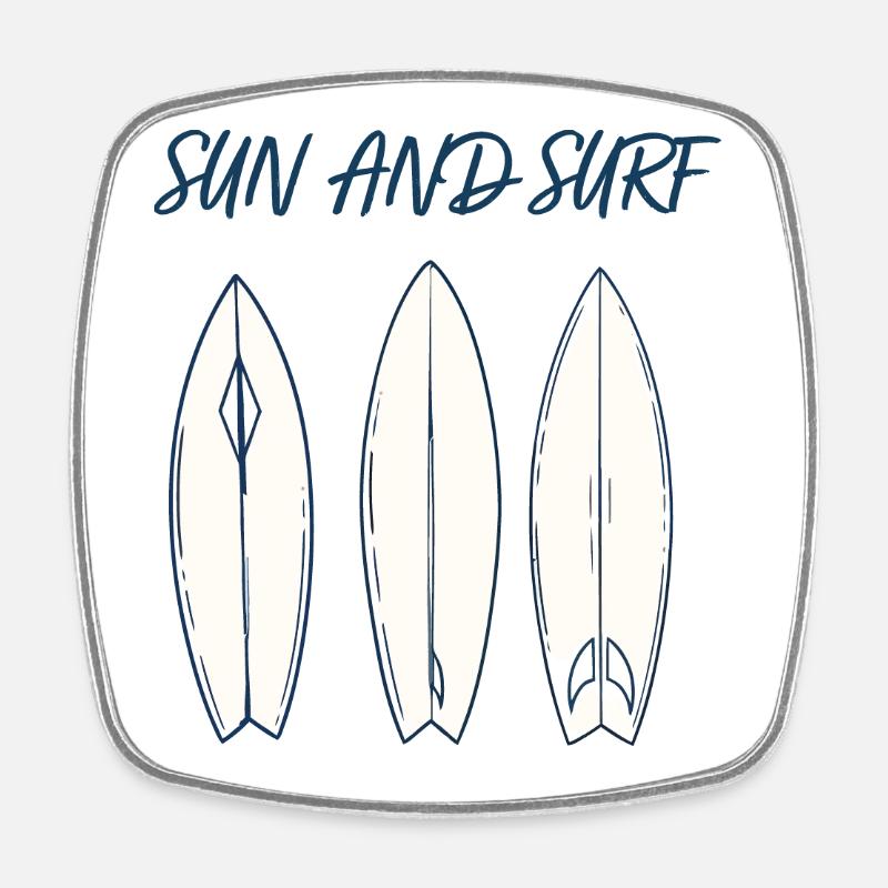 Conception vintage de planche de surf Sun and Surf - Magnet carré - blanc