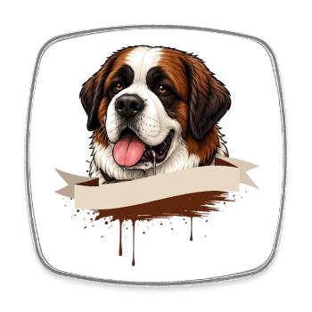 St. Bernard Shirt Dog Lover Gift - Square fridge magnet - white - Front