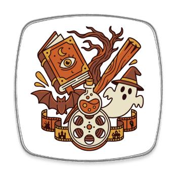 Magic Horror Book Movie Motif - Square fridge magnet - white - Front
