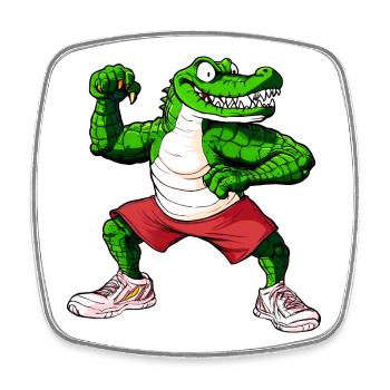 Fitness Crocodile - Magnet carré - blanc - Devant