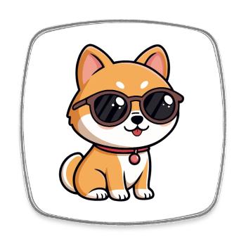 Orange Puppy Sunglasses - Square fridge magnet - white - Front
