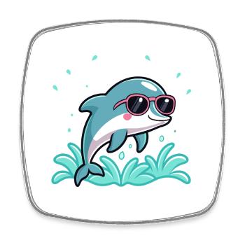 Delfin-Surfer-Chic-Rosenbrillen - Viereckiger Kühlschrankmagnet - Weiß - Vorne