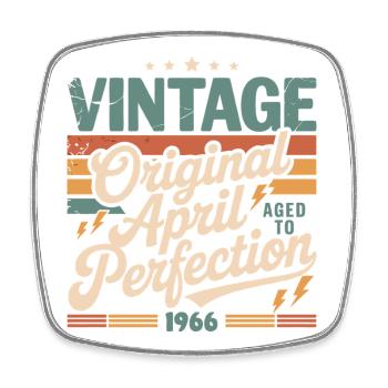 April 1966 Anniversary April 1966 Gift 1966 - Square fridge magnet - white - Front