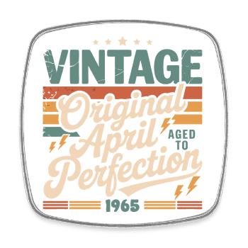 April 1965 Anniversary April 1965 Gift 1965 - Square fridge magnet - white - Front