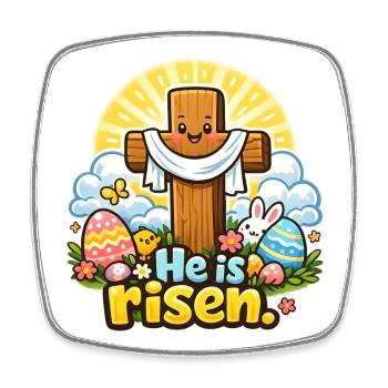 Il est la Croix de Kawaii ressuscitée - Magnet carré - blanc - Devant