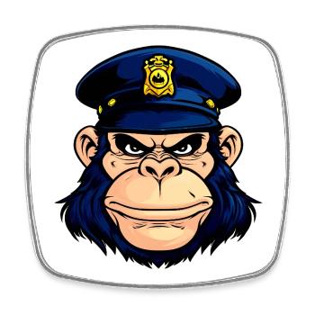 Police des singes - Magnet carré - blanc - Devant