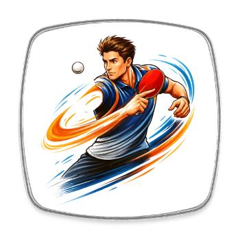 Chemise de tennis de table Spin Topspin Ping-Pong - Magnet carré - blanc - Devant
