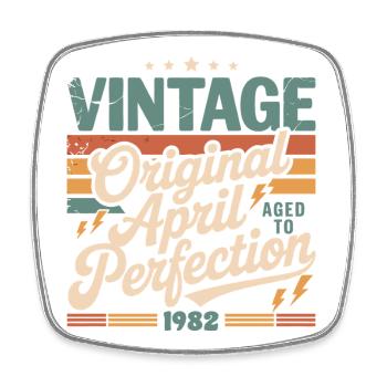 April 1982 Anniversary April 1982 Gift 1982 - Square fridge magnet - white - Front