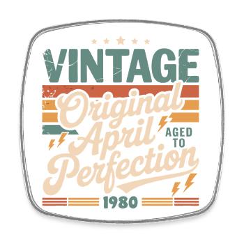 April 1980 Anniversary April 1980 Gift 1980 - Square fridge magnet - white - Front