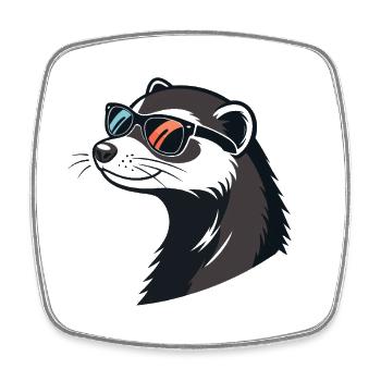 Stylish Ferret aus Profile – Retro-Brille - Viereckiger Kühlschrankmagnet - Weiß - Vorne