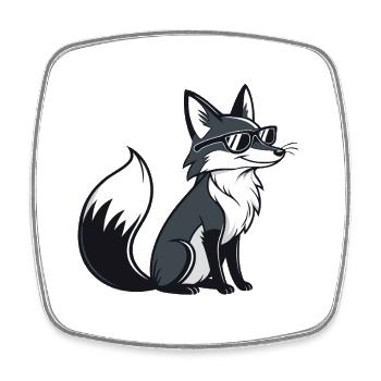 Schwarz-Weiß Cooler Fuchs mit Sonnenbrille - Viereckiger Kühlschrankmagnet - Weiß - Vorne