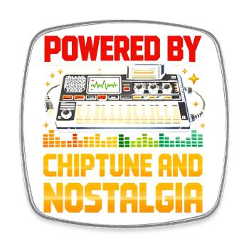 Angetrieben von Chiptune | Retro Nostalgie - Viereckiger Kühlschrankmagnet - Weiß - Vorne