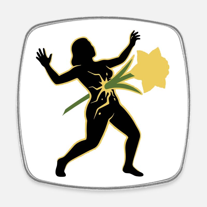 Danse de la Silhouette avec la Fleur - Magnet carré - blanc