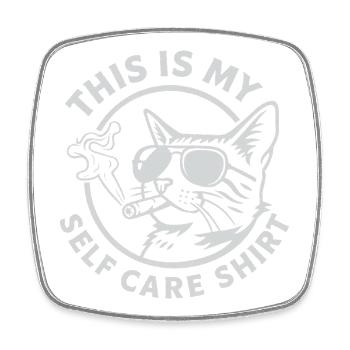 My Self-Care Cat Shirt - Square fridge magnet - white - Front