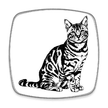 Exotic Bengal Cat - Art de lignes léopard élégant - Magnet carré - blanc - Devant
