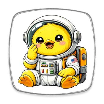 Cute Chicken Chick Astronaut Space Explorer - Square fridge magnet - white - Front