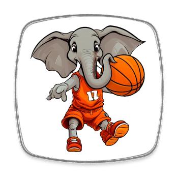 Basketball Elefanten - Viereckiger Kühlschrankmagnet - Weiß - Vorne