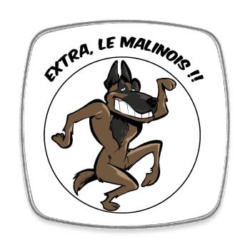 Extra, le malinois ! - Magnet carré - blanc - Devant