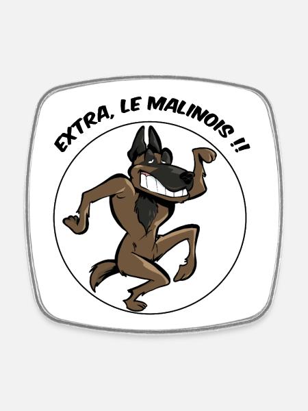 Extra, le malinois ! - Magnet carré - blanc