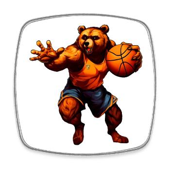 Bär Basketballer - Viereckiger Kühlschrankmagnet - Weiß - Vorne