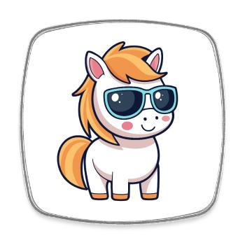 Stylish Pony Blue Glasses - Viereckiger Kühlschrankmagnet - Weiß - Vorne