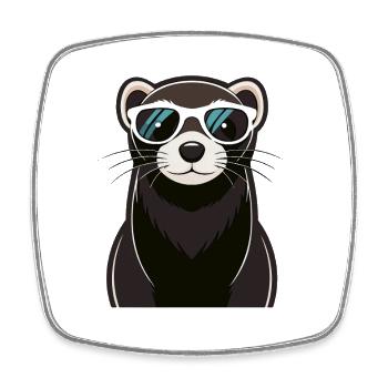 Furet Cool avec Lunettes de Soleil - Magnet carré - blanc - Devant