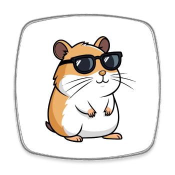 Coole Hamster Dunkle Brille - Viereckiger Kühlschrankmagnet - Weiß - Vorne