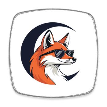Lunar Fox mit Sonnenbrille - Viereckiger Kühlschrankmagnet - Weiß - Vorne