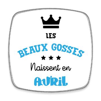 Cadeau naissance bébé garçon Avril Beaux Gosses - Magnet carré - blanc - Devant