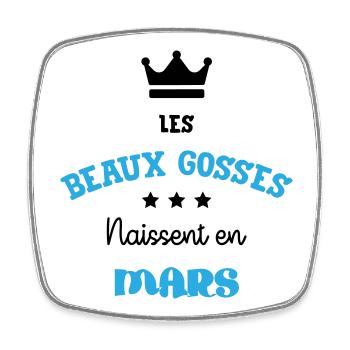 Cadeau naissance bébé garçon Mars Beaux Gosses BG - Magnet carré - blanc - Devant