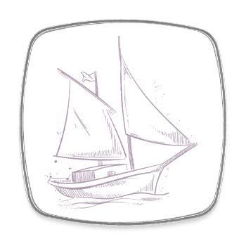 Sailing Adventure Silhouette: Elegant Sailors - Square fridge magnet - white - Front