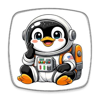 Süßer Pinguin Astronaut Weltraum Entdecker Cartoon - Viereckiger Kühlschrankmagnet - Weiß - Vorne