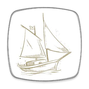 Sailing adventure in the silhouette - Square fridge magnet - white - Front