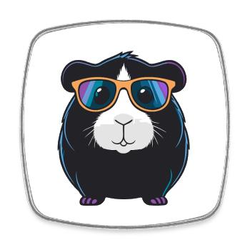 Meerschweinchen-Coole Gläser - Viereckiger Kühlschrankmagnet - Weiß - Vorne