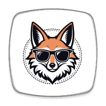 Renard rétro lunettes soleil - Magnet carré - blanc - Devant