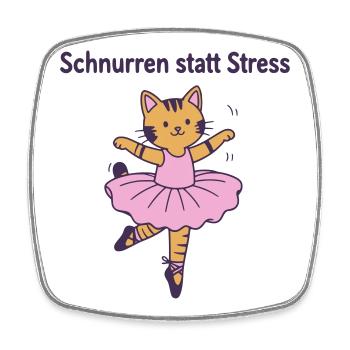 Schnurren statt Stress – Ballettkatze - Viereckiger Kühlschrankmagnet - Weiß - Vorne