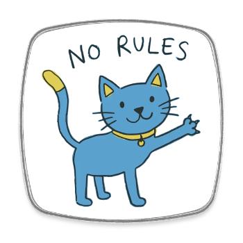Blue Cat Revolt – No Rules - Square fridge magnet - white - Front