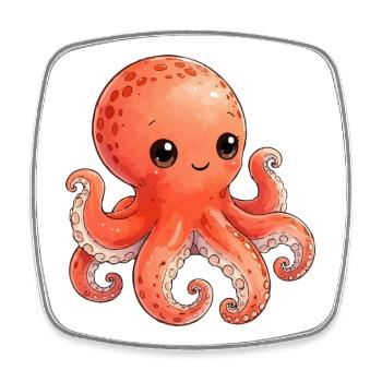 Kawaii Orange Octopus - Square fridge magnet - white - Front