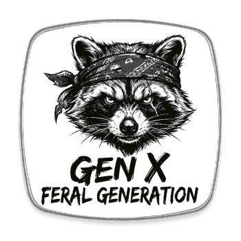 Raccoon Gen X Feral Generation - Square fridge magnet - white - Front