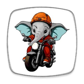 Motorcycle Elephants - Square fridge magnet - white - Front